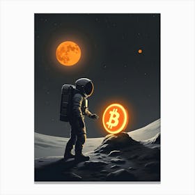 Bitcoin On The Moon 10 Canvas Print