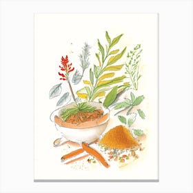 Ginger Spices And Herbs Pencil Illustration 1 Canvas Print