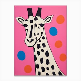 Pink Polka Dot Giraffe 2 Canvas Print