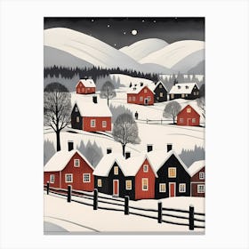 Scandinavian Village Scene Painting (31) Canvas Print