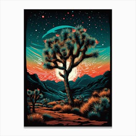  Retro Illustration Of A Joshua Tree With Starry Sky 3 Canvas Print