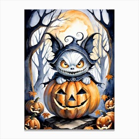 Cute Jack O Lantern Halloween Painting (5) Canvas Print