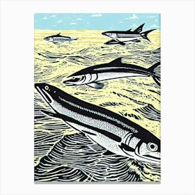 Barracuda Linocut Canvas Print