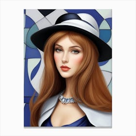 Woman In A Hat - Cubism 1 Canvas Print