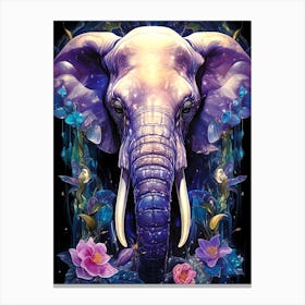 Elephant With Flowers Canvas Print