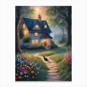 This Little Life ~ Cottage and Cat on a Summer's Eve Canvas Print