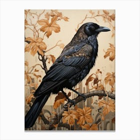 Dark And Moody Botanical Crow 1 Canvas Print