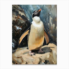 Adlie Penguin Fernandina Island Oil Painting 4 Canvas Print