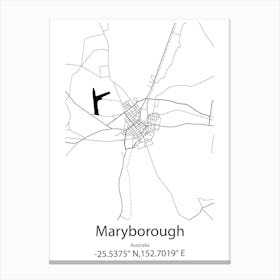 Maryborough,Australia Minimalist Map Canvas Print