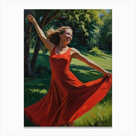 Dancer In Red Dress 1 Canvas Print