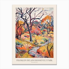 Autumn City Park Painting Franklin Delano Roosevelt Park Philadelphia 1 Poster Canvas Print
