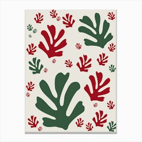 Abstract Leaves Red And Green Cut Outs Canvas Print