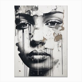 Mixed Media Paint Drip Face Canvas Print
