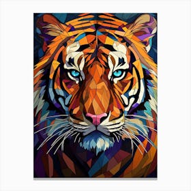 Tiger Art In Stained Glass Art Style 2 Canvas Print