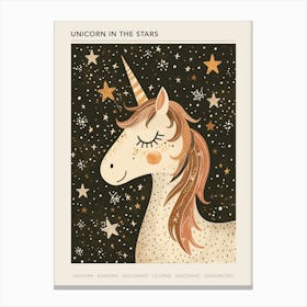 Unicorn With The Stars Muted Mocha Pastels 2 Poster Canvas Print