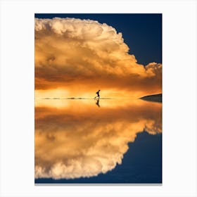 Walking At The Water Art Canvas Print