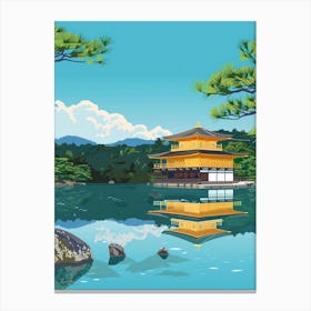 Kinkaku Ji Golden Pavilion Kyoto 1 Colourful Illustration Canvas Print