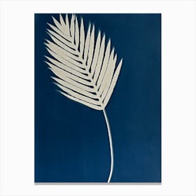 Blue palm leaf cyanotype Canvas Print