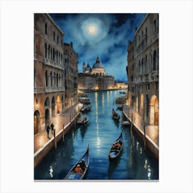 Venice At Night Venetian Dreams Canvas Print