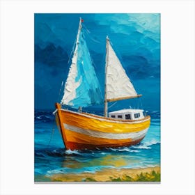 Boat On The Ocean Canvas Print