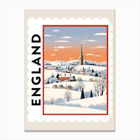 Retro Winter Stamp Poster Cotswolds United Kingdom 3 Canvas Print
