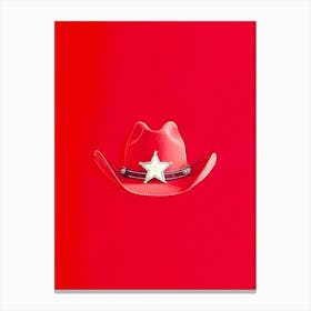 Cowboy Hat On Red Background Canvas Print