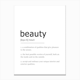 Beauty Definition Poster - Dictionary Canvas Print