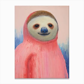 Playful Illustration Of Sloth For Kids Room 2 Canvas Print