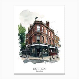 Sutton London Borough   Street Watercolour 4 Poster Canvas Print