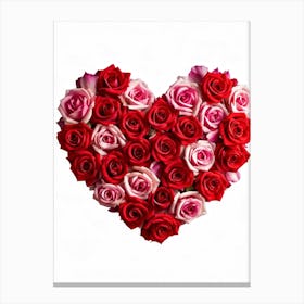 Bouquet Of Red And Pink Roses Arranged To Form A Heart Shape Symbolizing Love Passion And Affecti 2 Canvas Print