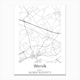 Wervik,Belgium Minimalist Map Canvas Print