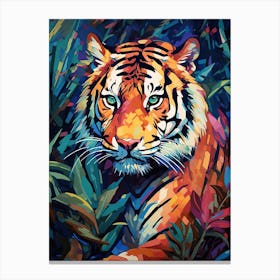 Tiger Art In Post Impressionism Style 2 Canvas Print