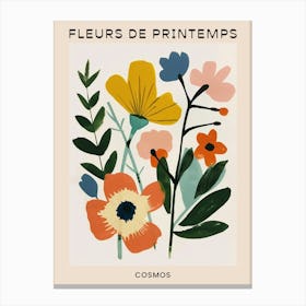 Spring Floral French Poster  Cosmos 4 Canvas Print