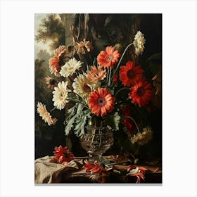 Baroque Floral Still Life Gerbera Daisy 1 Canvas Print