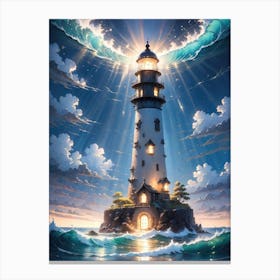 A Lighthouse In The Middle Of The Ocean 48 Canvas Print