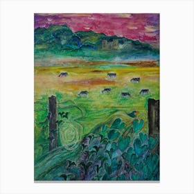 Living Room Wall Art, Sunset over North Downs Canvas Print