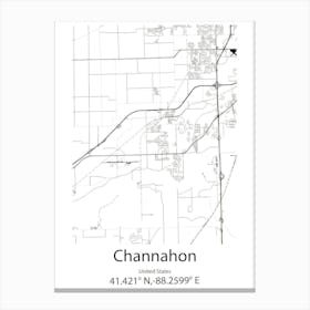 Channahon,United States Minimalist Map Canvas Print