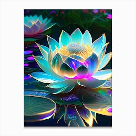 Lotus Flower In Garden Holographic 1 Canvas Print
