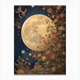 Moon And Roses Canvas Print