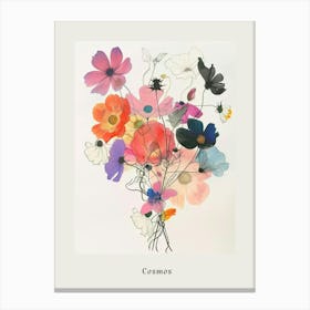 Cosmos 1 Collage Flower Bouquet Poster Canvas Print