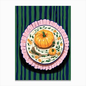 A Plate Of Pumpkins, Autumn Food Illustration Top View 30 Canvas Print