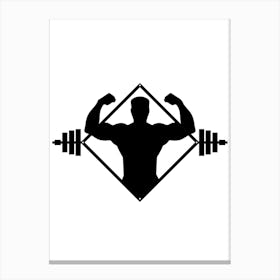 Silhouette Of A Man Lifting Weights 1 Canvas Print