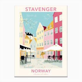 Stavenger, Norway, Flat Pastels Tones Illustration 4 Poster Canvas Print