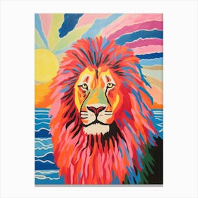 Vivid Bright Lion In The Sunset 2 Canvas Print