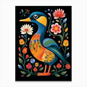 Folk Bird Illustration Duck 4 Canvas Print