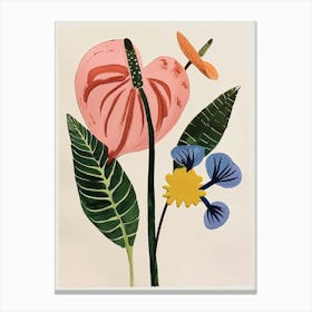 Painted Florals Flamingo Flower 4 Canvas Print