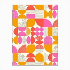 Modern Art Geometric Shapes Magenta Orange Red Canvas Print