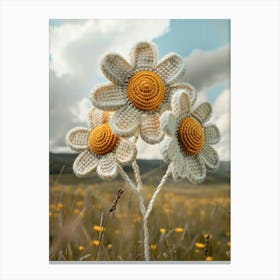 Double Daisy Knitted In Crochet 3 Canvas Print