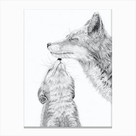 Mom Fox With Baby Canvas Print