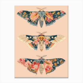 Pink Botanical Butterflies William Morris Style 7 Canvas Print